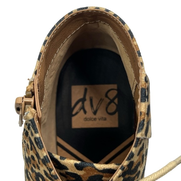 DOLCE VITA Wedge Lace Up Microsuede Leopard Bootie - Picture 8 of 9